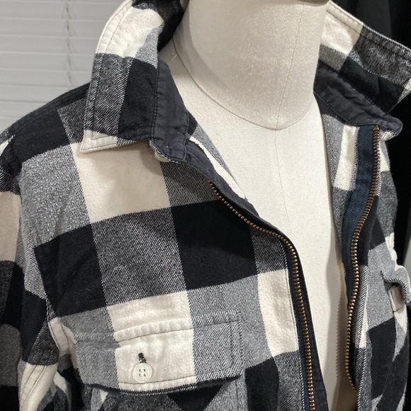 J CREW Flannel Quarter Zip Black White Buffalo Check Shirt SMALL - Picture 7 of 14